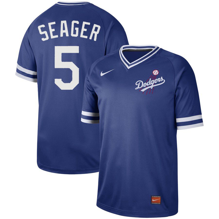 Men Los Angeles Dodgers #5 Seager Blue Nike Cooperstown Collection Legend V-Neck MLB Jersey->los angeles dodgers->MLB Jersey